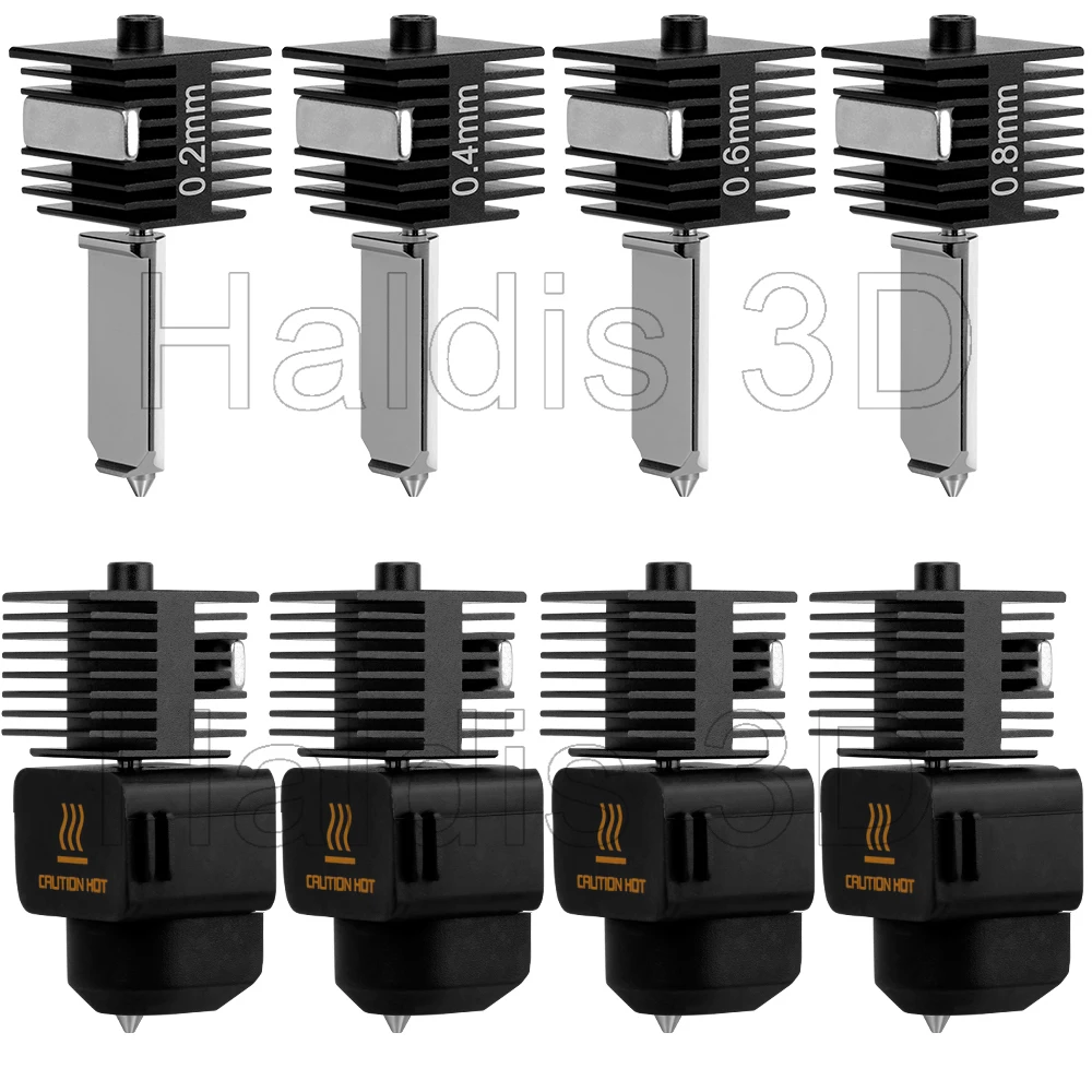 مجموعة Hotend لـ Bambu Lab A1/A1 Mini 0.2/0.4/0.6/0.8 مللي متر فوهة فولاذية صلبة سريعة السرعة مجموعة نهاية ساخنة لقطع غيار A1