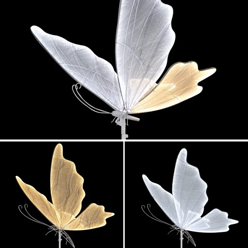 Luminous Butterfly Wings Pendant Wedding Stage Decoration Ceiling Chandelier Wrought Iron T Table Road Guide Ornament Props