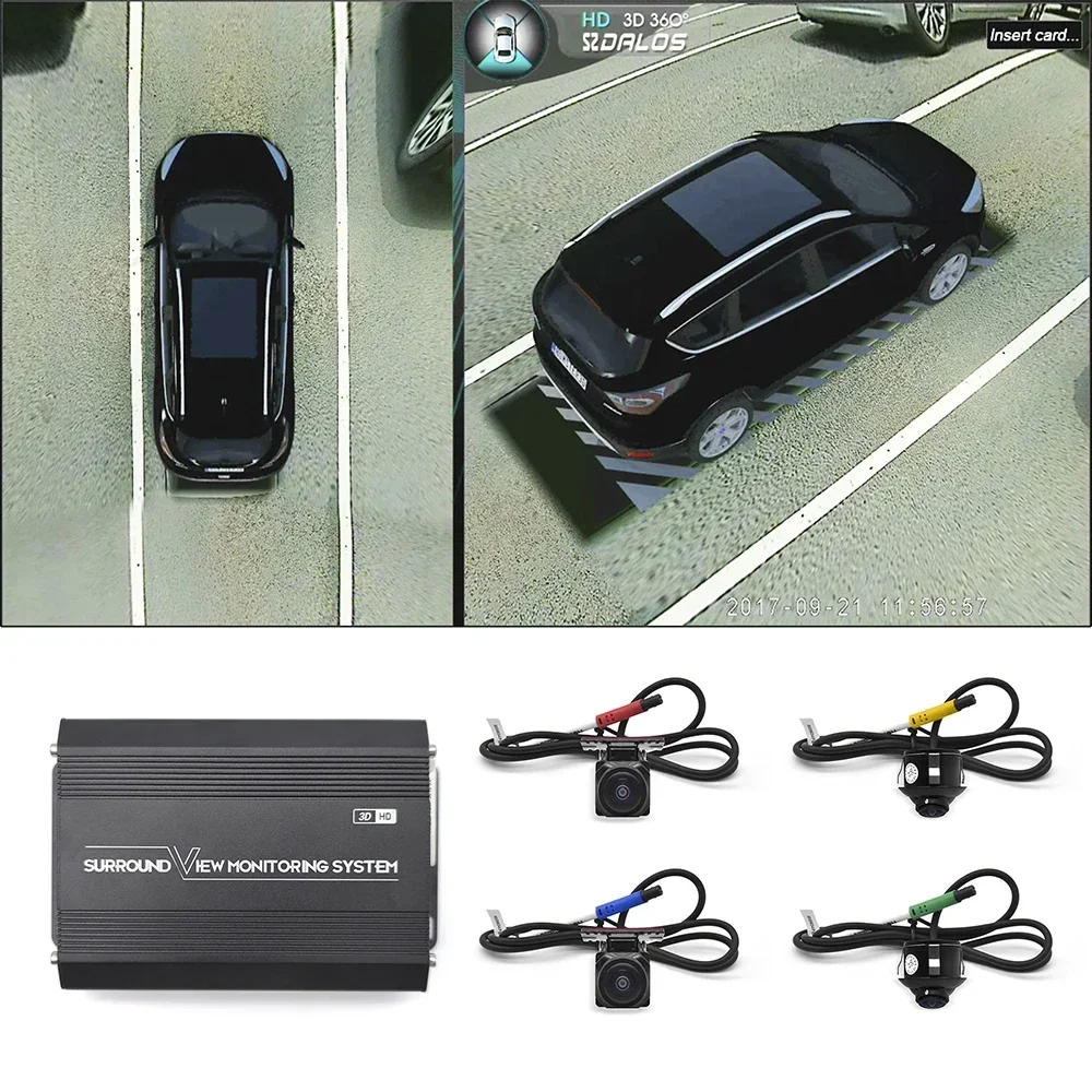3D HD Surround View Monitoring Universal 360 Degree System With 4 Cameras DVR Recorder Rear Front Right Left Cameras