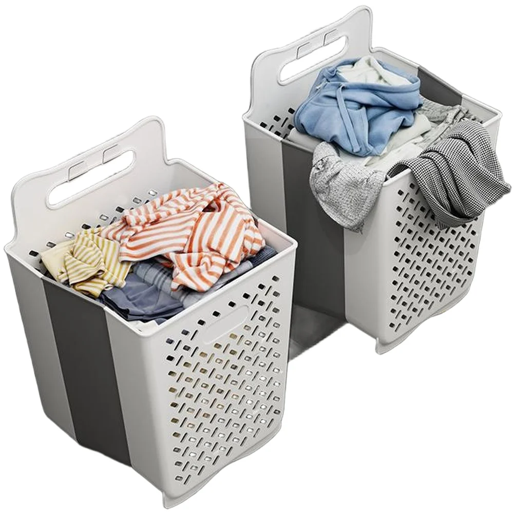 Foldable Wall Mounted Laundry Hamper 28 18 38cm Gray Cream White TPE Ventilated Basket for Clothes Organization