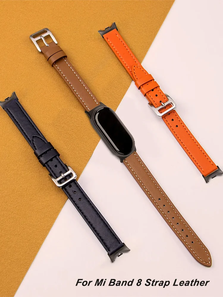 For Mi Band 8 Strap Leather For Xiaomi Mi Band 8 Wrist Strap Correa Watch Replacement Miband 8 NFC Sports Bracelet band Pulseira