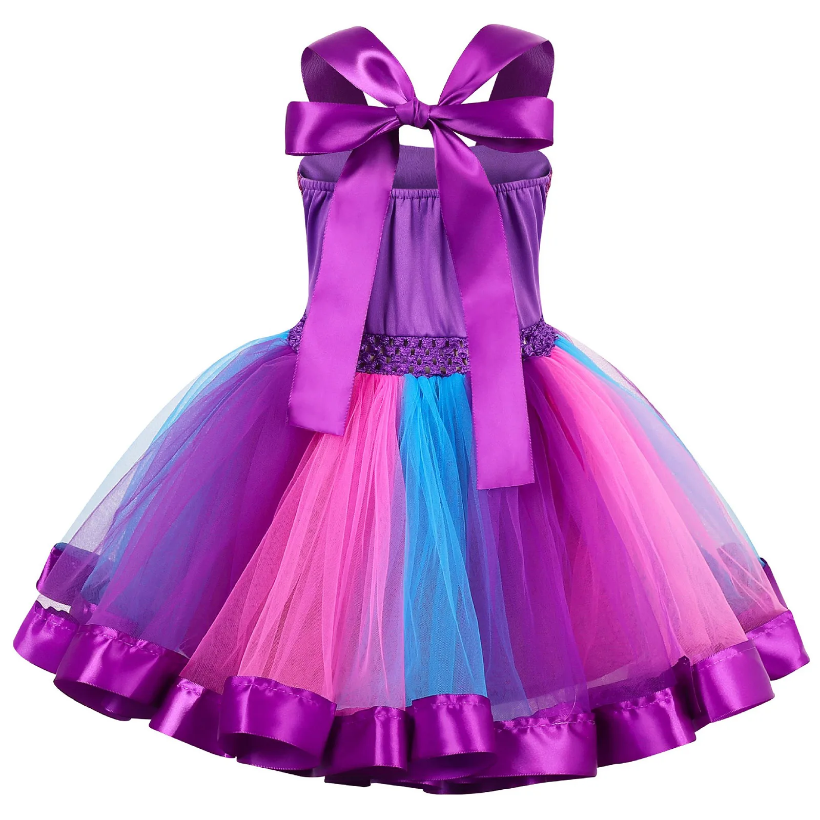 Kids Girls Halloween Cosplay Mermaid Princess Costume Carnival Birthday Party dress up Sleeveless Mesh Tulle Tutu with Hair Hoop