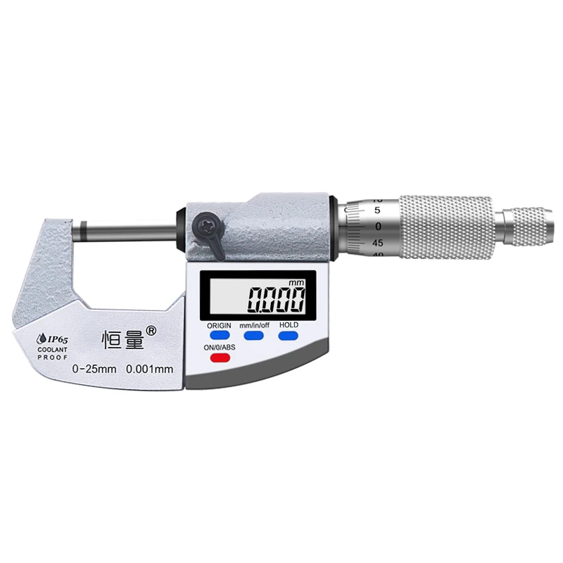 Micrômetro digital de aço inoxidável de alta precisão 0-25mm IP65 Micrômetro de instrumento espiral protetor