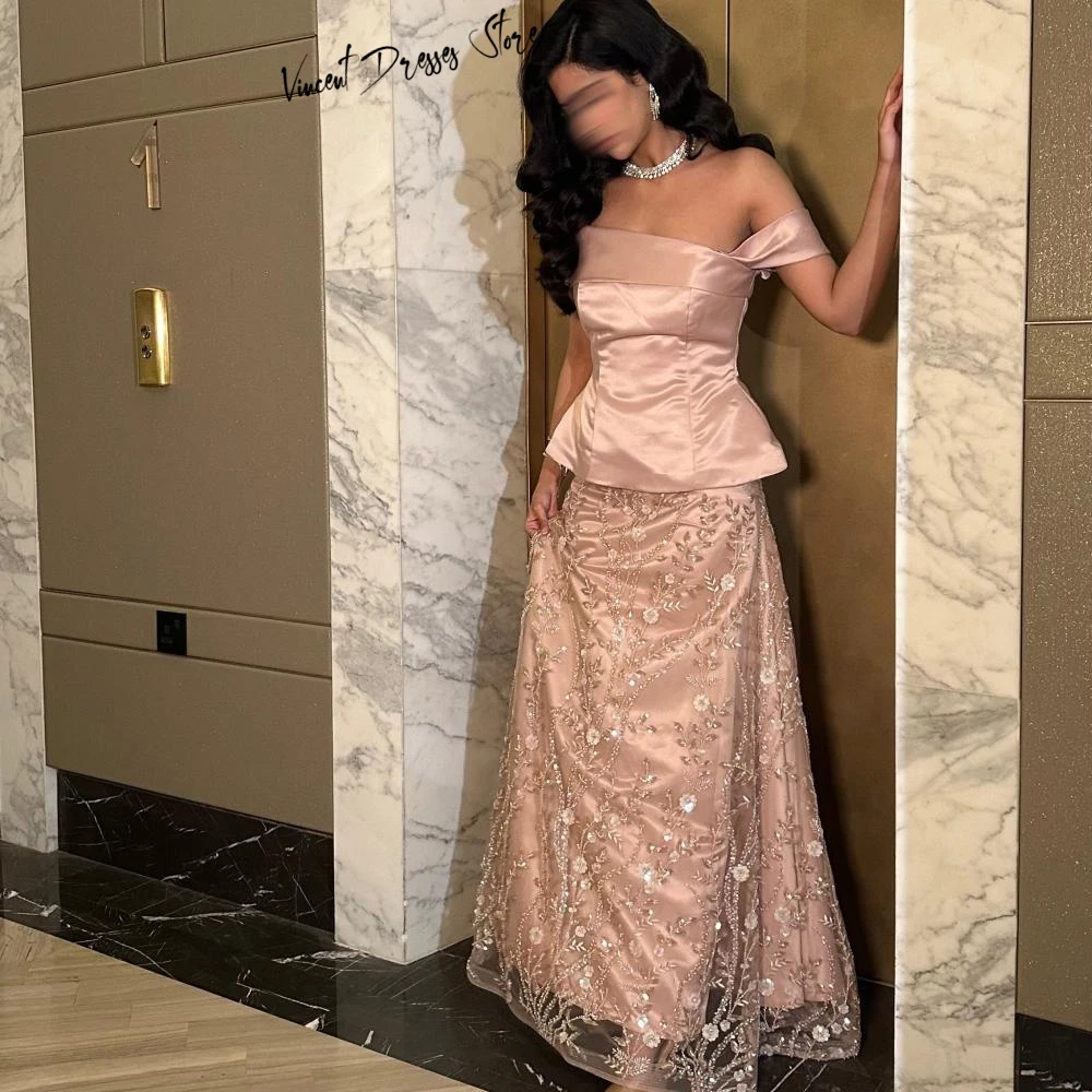 Customized Off the Shoulder Satin and Tulle Evening Dress High Quality Flowers Special Occasion Gowns Elegant Celebrity Dress image 2
