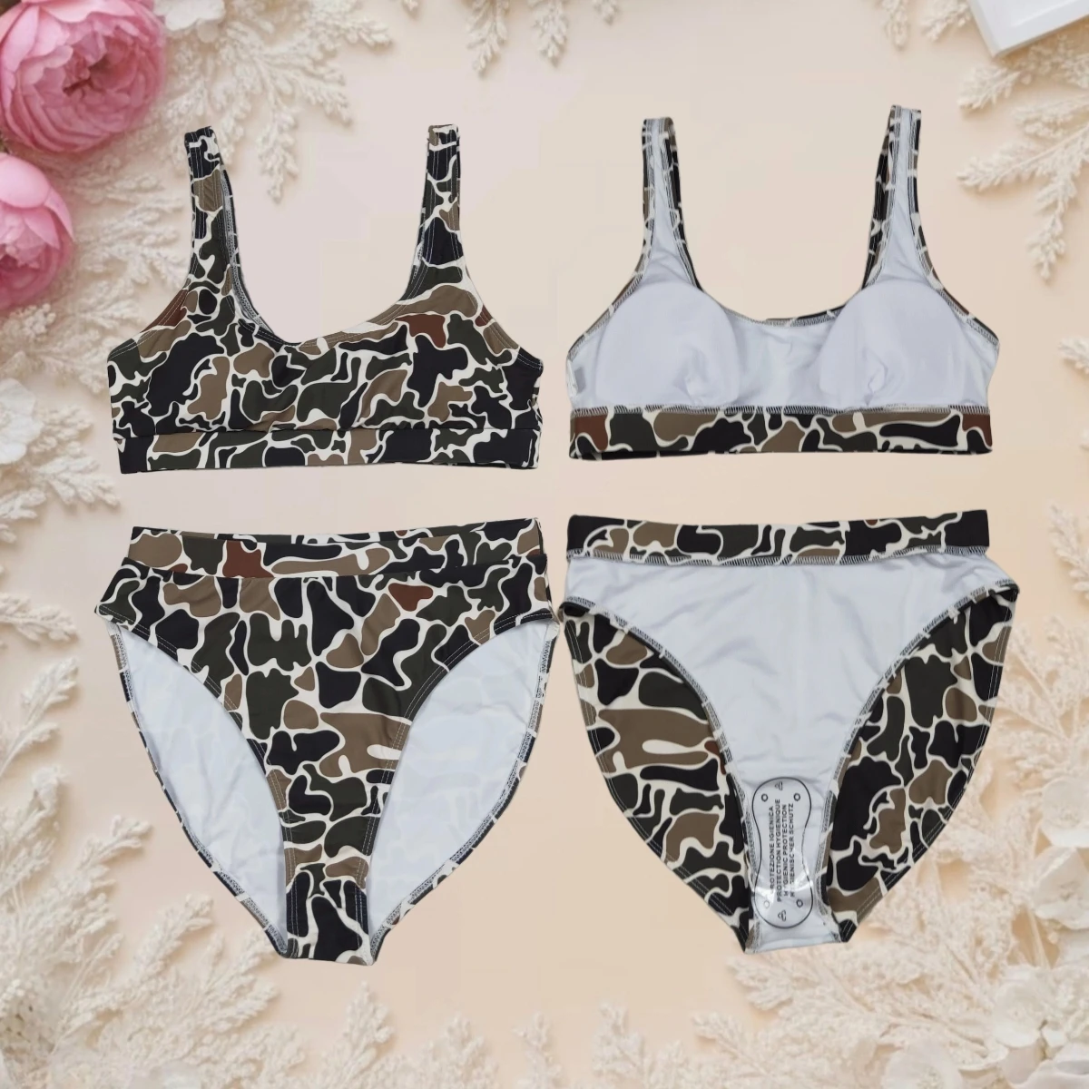

Summer Sexy Camo Print Female Swimsuit High Waist Vacation Bikini Sets Adult Women Swimwear Two-pieces Bathing Suit Swim Wear
