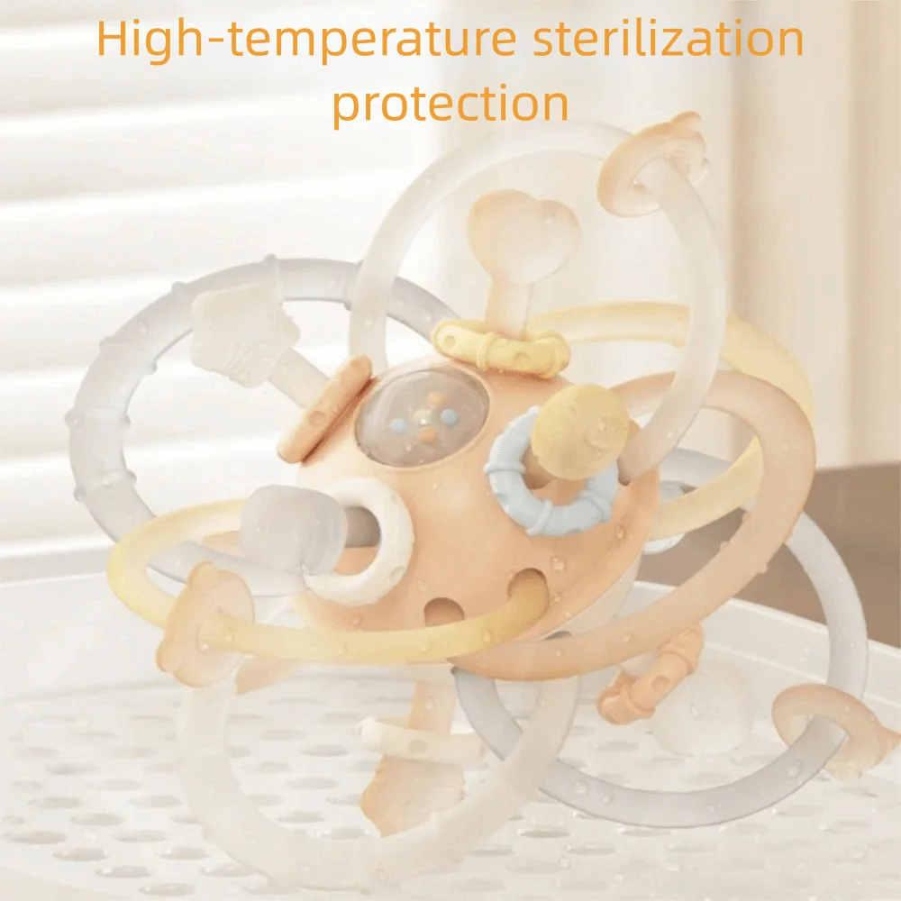 Rattle Soft Silicone Baby Round Ball Chewable Manhattan Round Ball Grab Ball Teethers Hand Grab Ball Baby