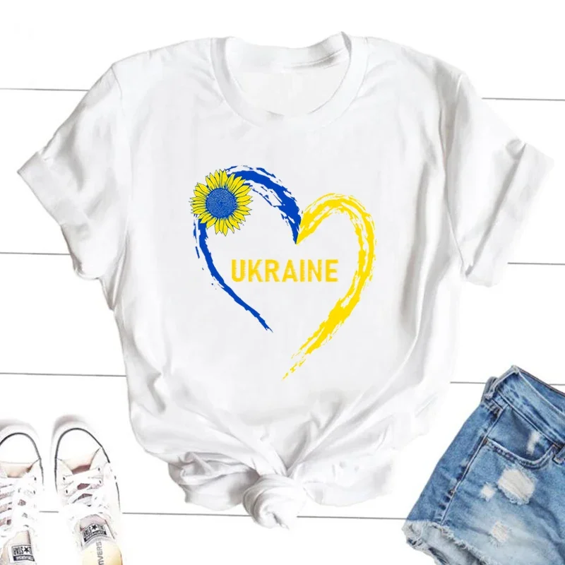 Ukraine Sunflower T-shirt Vintage Ukrainian Lovers Print Graphic T Shirts Women Short Sleeve Y2k Top Casual Tee Shirt Tops