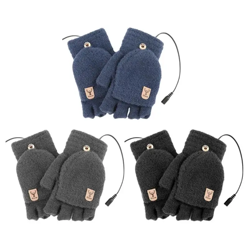 

652F флип-перчатки с откидной крышкой USB-перчатки с электрическим подогревом и кристаллическим флисом, низкие безопасные зимние