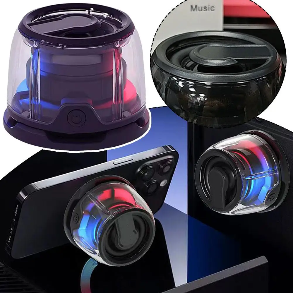 Portable Bluetooth Mini Colorful Speaker Lighting Magnetic Sound Phone Mini Holder Speaker Box BT5.3 Playback O9K5