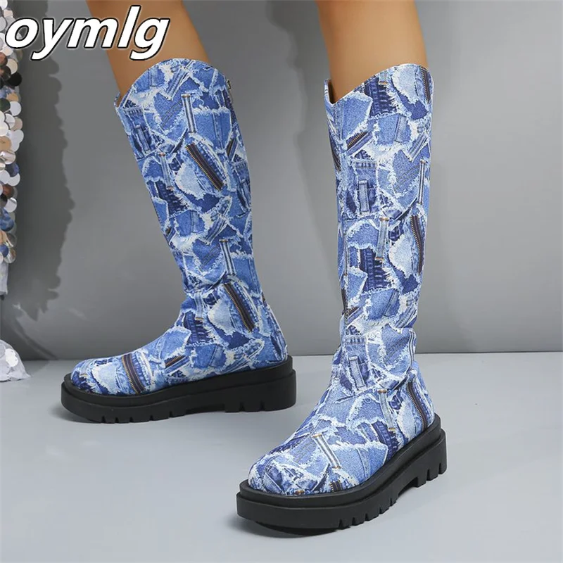 

2023 Autumn/Winter New Short Boot Pointed Denim Rubber Sole Fashion Women's Boot Thick Heels