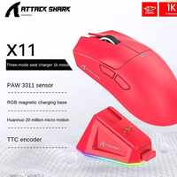 Attack Shark X11 Mouse Lightweight E-Sports Game The Third Mock Examination Wireless Bluetooth Mouse Rgb Magnetic Charging Dock