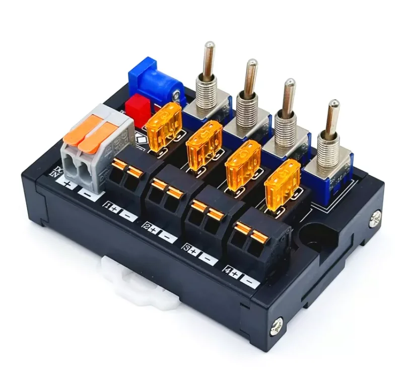 2/4/6/8/12/16 Channel DC Toggle Switch Power Distribution Module Spring Connection with Fuse & LED Indicator per Channel