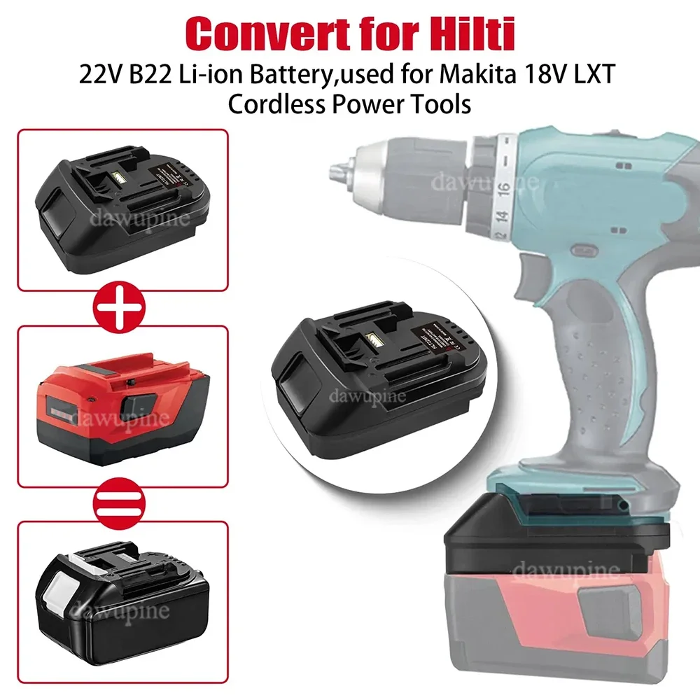 

Адаптер для электроинструментов, преобразователь для Hilti 22 В B22, литий-ионный аккумулятор для Makita, Milwaukee, Dewalt, для Bosch 18 В, электроинструменты