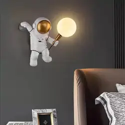 Designer Table Lamp Astronaut Wall Sconce Desk Lighting Fixture Children Room Bedroom Decor 3D Moon Spaceman Desktop Night Light