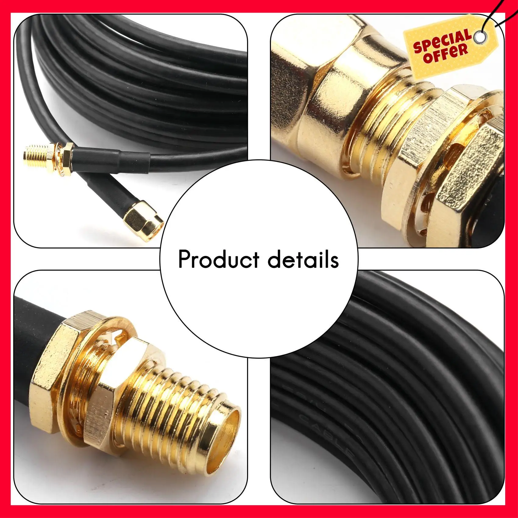 -A25M SMA Wifi Antenna Extension 10M SMA Male To SMA Female Low Loss RG58 Coaxial Cable Patch Lead Coax For 2G/3G/4G LTE