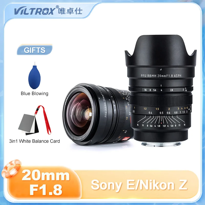 

VILTROX 20mm F1.8 Manual focus Lens Full Frame Lens Prime Lens for Lens Camera Nikon Z Sony E Mount A7MIV A7C A7R a6600 Z8 Z9 Z7