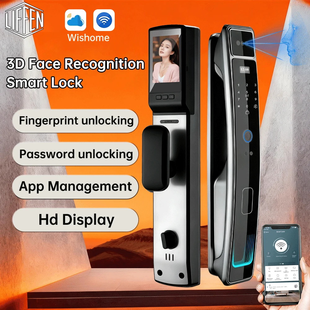 

Приложение Wishome, умный замок, 3D распознавание лиц, пароль от отпечатков пальцев, умный дверной замок с дистанционной разблокировкой, электронный дверной замок