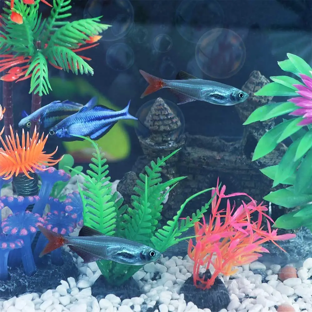 Plantas acuáticas artificiales decorativas, simulación de malezas de agua realistas, adorno, Mini algas marinas artificiales de plástico para el hogar