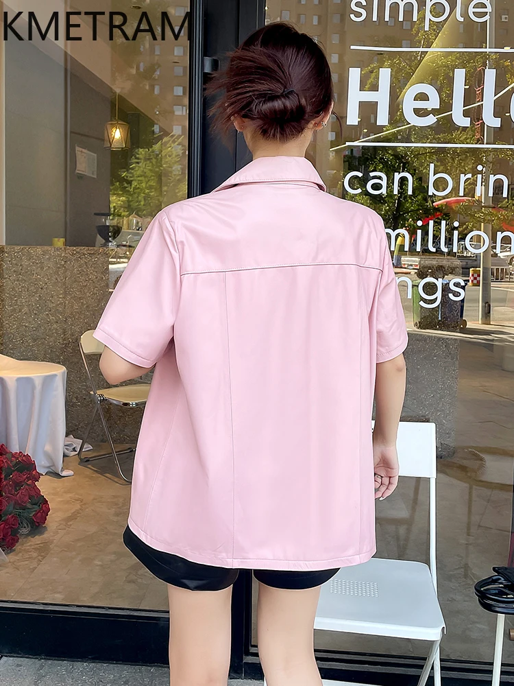 100 % obere Schicht aus Schaffell-Jacken für Damen, kurzärmelig, echte Lederjacken, neu in Mänteln, Herbstkleidung, 2025 Damen,...