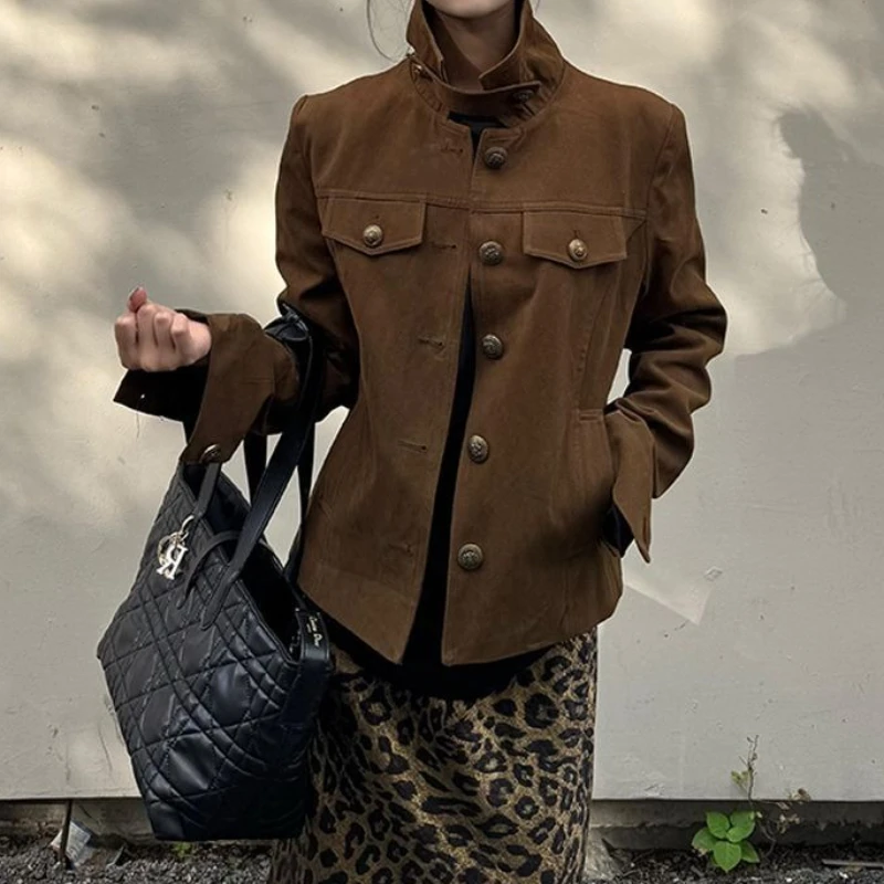 

Retro Vintage Vintage Collared Jacket for Women, 2025 Autumn New Design, Niche Workwear Style Jacket Top