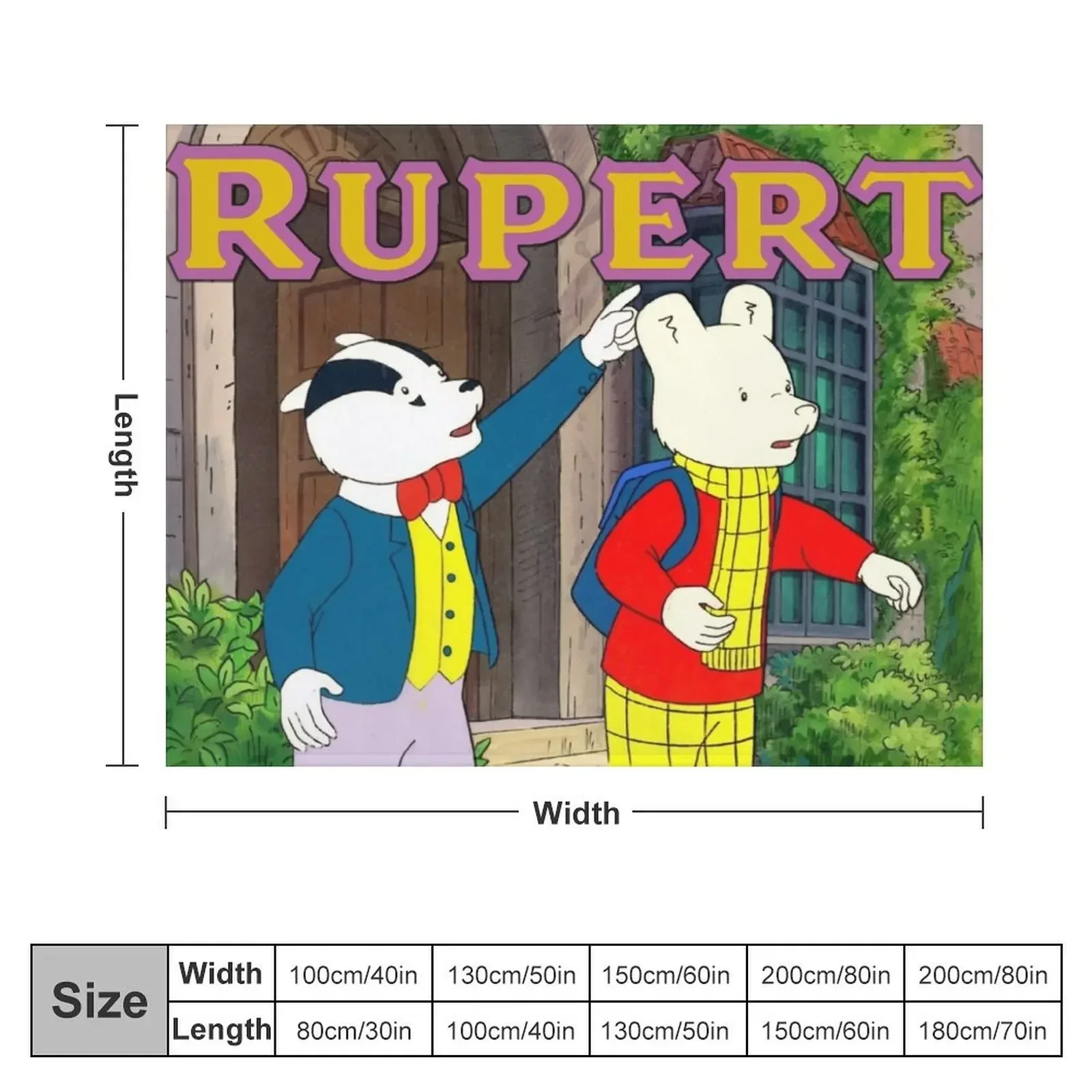 Rupert - 1990s Retro Children's TV Throw Blanket Cute Plaid Moving Blankets