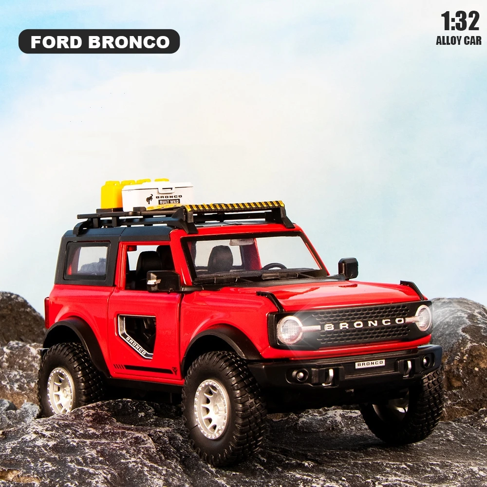 1:32 Ford Bronco Lima Alloy Car Model Simulation Diecast Metal Toy Modified Off-road Vehicle Model Sound and Light Children Gift