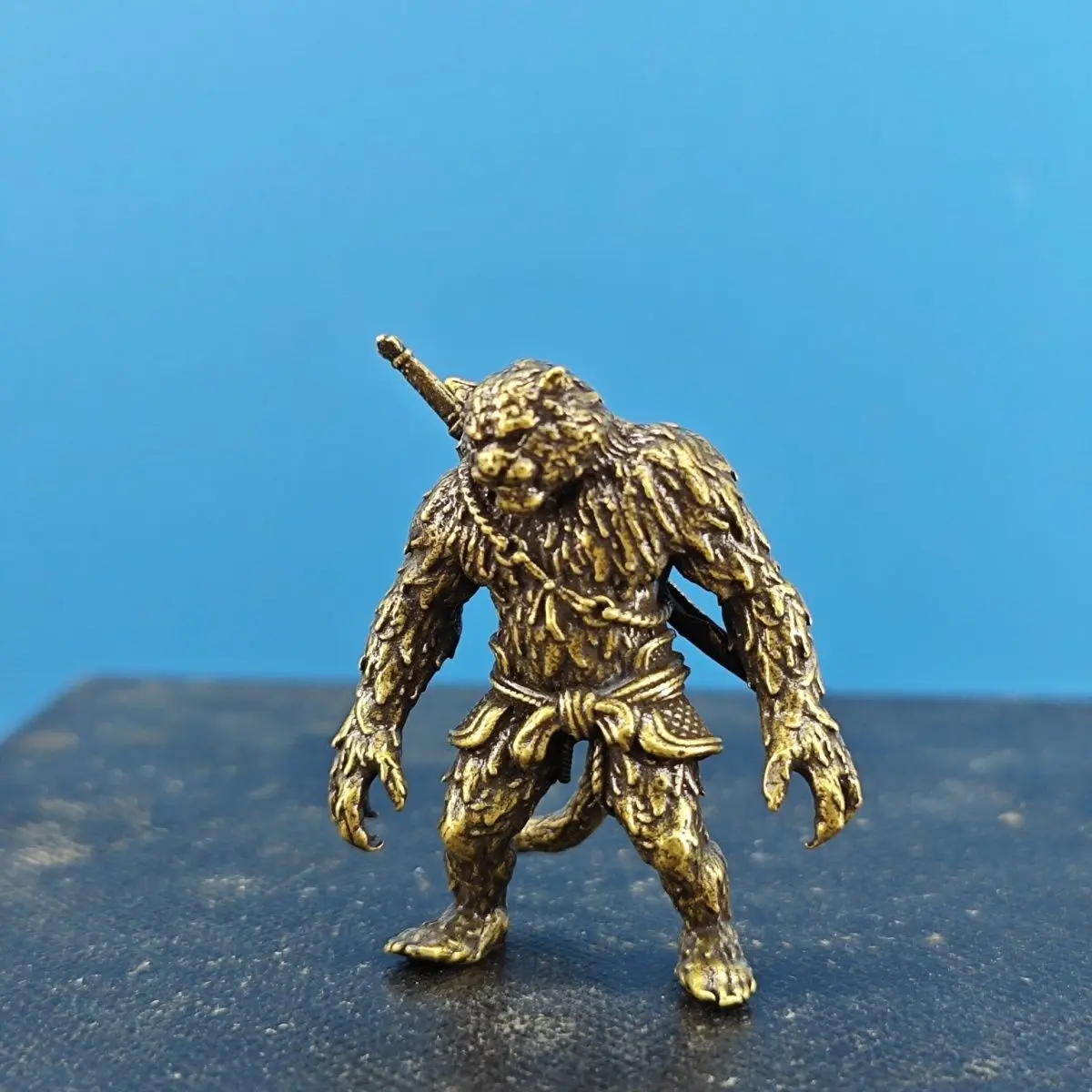 Brass tiger man model monster BOSS Wukong game miniature bonsai, rockery, strange stone, fish tank landscape decoration