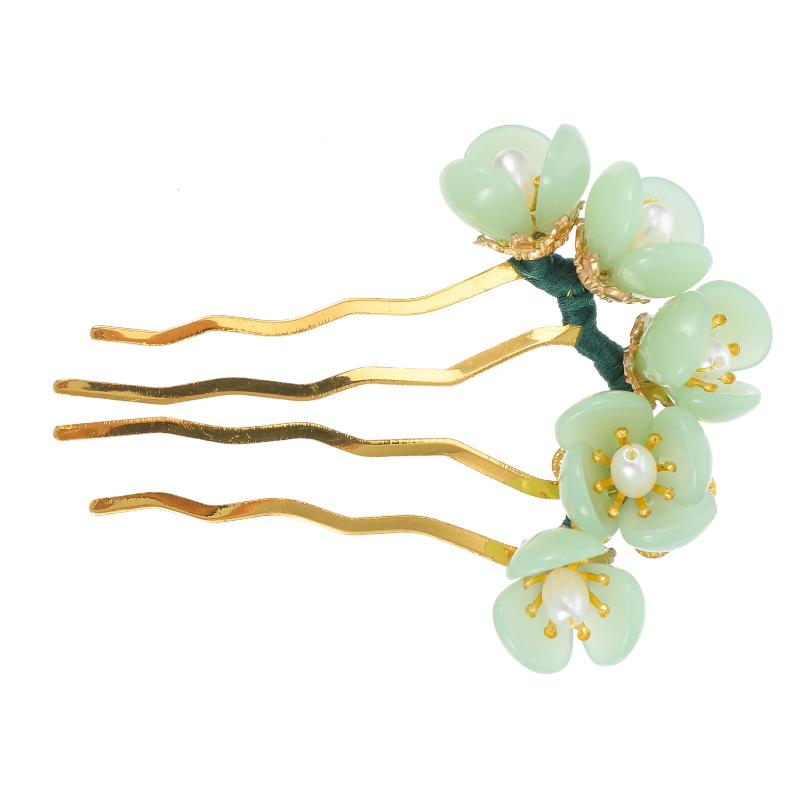 

Jade Flower Hairpin Accessories Women Flora Pins Korean Sticks Lotus Classic Hairpin Elegant Temperament Long Color Retention