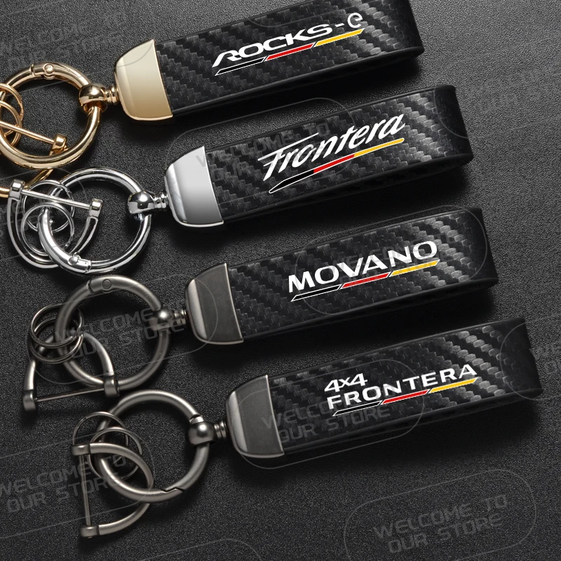 LLavero de cuero con logotipo Tricolor alemán para Opel Rocks-e Frontera Movano Vauxhall, emblema, llavero de cuerda de fibra de carbono para coche
