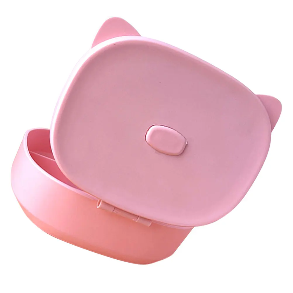 

Cartoon Cat Jewelry Storage Box Makeup Box For Outdoors Plastic Compact Multi grid Earrings Case Makeup ganizer Home Decor