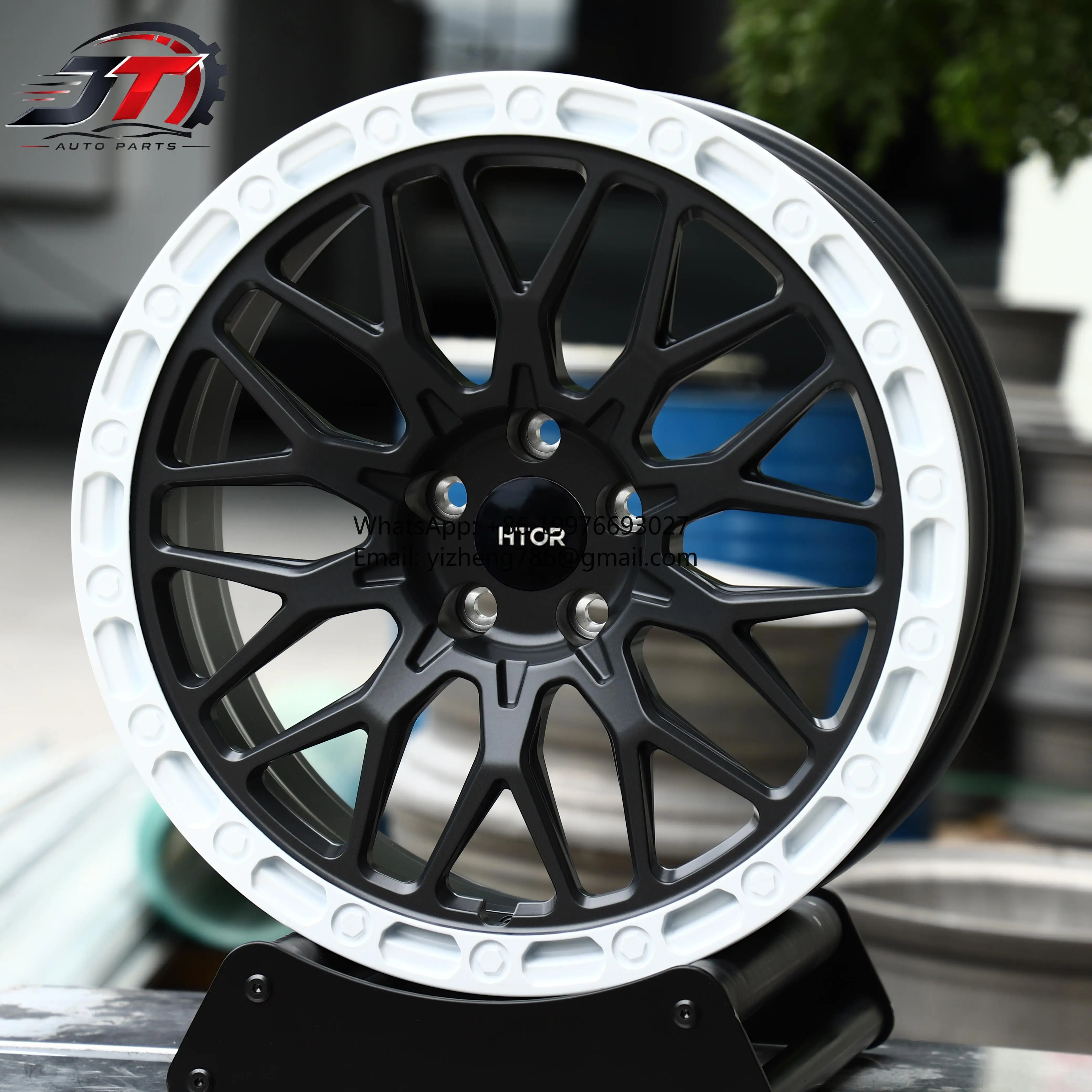Кованые диски JT Custom 17x8.5 18x9 20x9 20x10.5 5x114.3 5x127 с сетчатым бедлоком, матово-черные с белым кольцом, для Trailhawk и Defender.