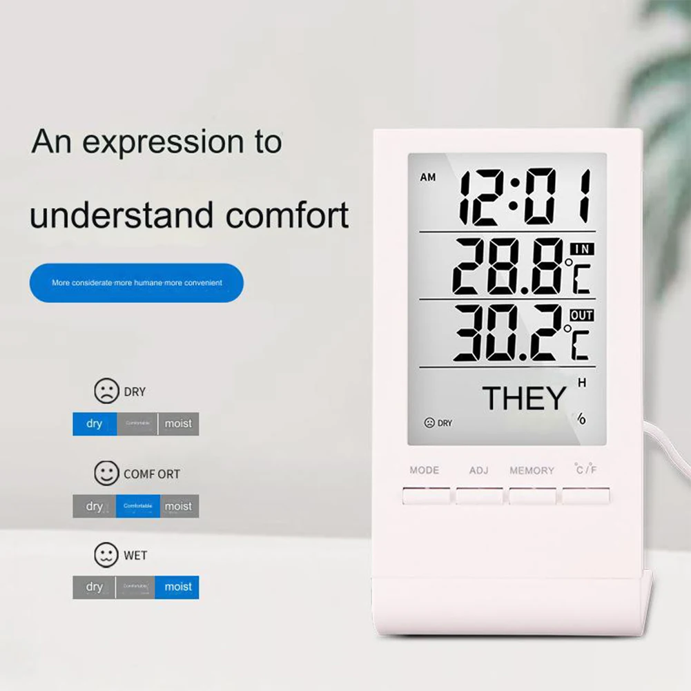 Climate Control Digital Temperature Humidity Meter Clock Thermometer Hygrometer Versatile Function Accurate Measurement