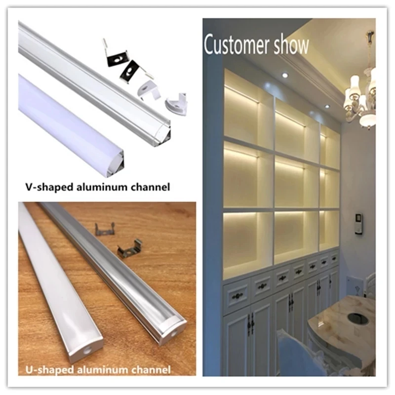 1-25Pcs/Lot 50cm Perfil Aluminio Led Corner Aluminium Profile Channel Holder for LED Strip Light Bar Cabinet Lamp Kitchen Closet