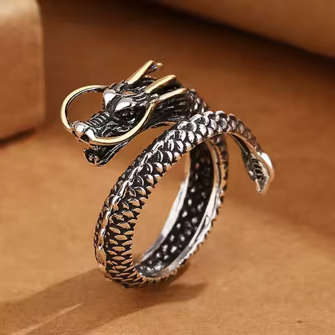 New 925 Sterling Silver Ring Vintage dragon for Women mens Wedding Jewelry Engagement Charm Party fashion Gift High Quality Ring