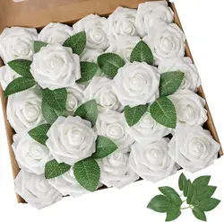 25pcs Artificial Flowers, Fake Flowers Roses  W/stem For DIY Wedding Bouquets Centerpieces Arrangements Party Home Decorations