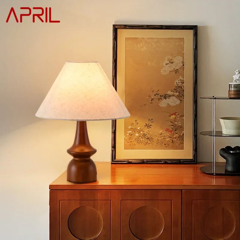 APRIL Contemporary Creativity Table Lamp American Retro Art Living Room Study Villa Hotel Bedroom LED Bedside Desk Light