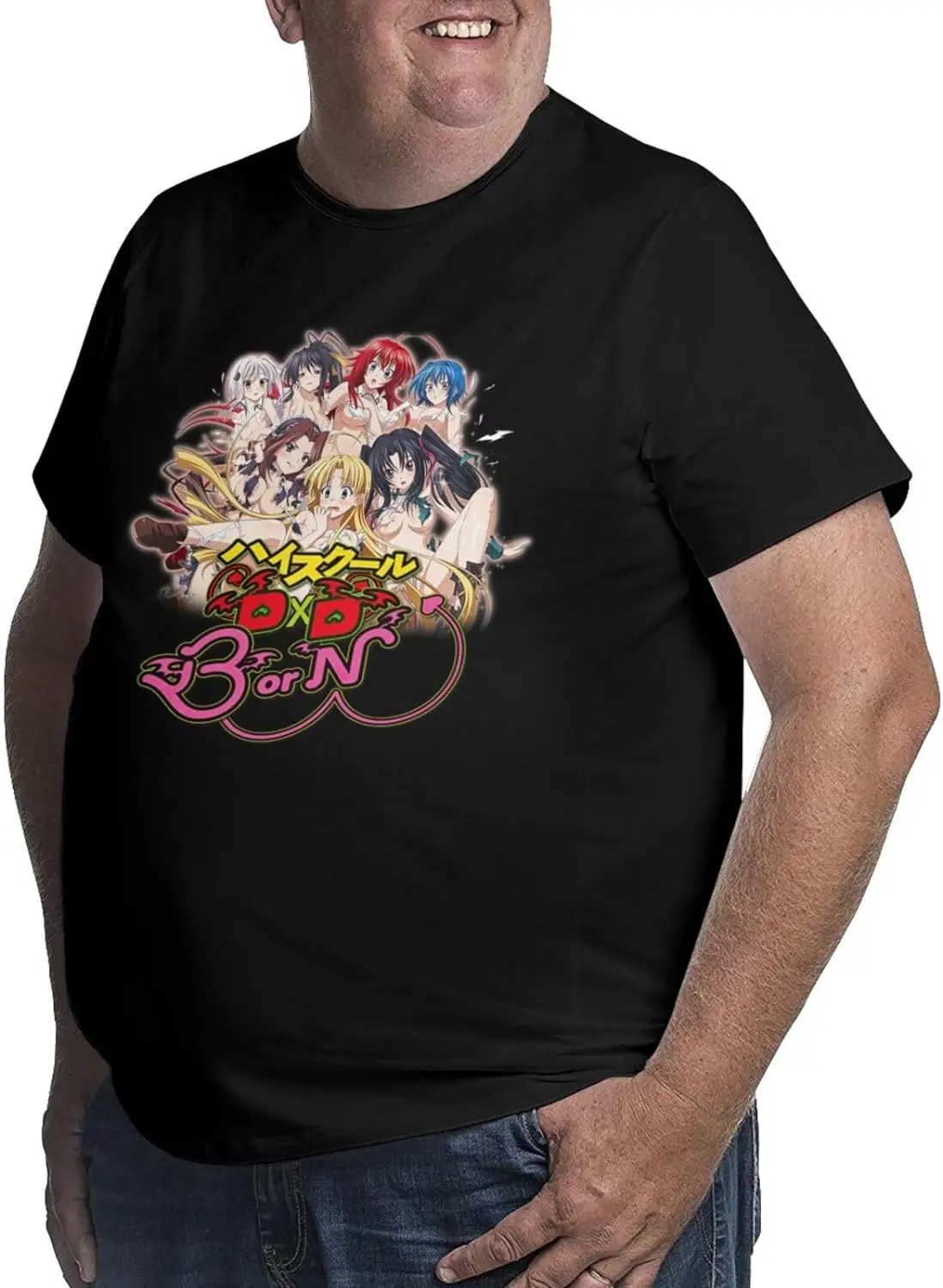 Anime High School DxD Shirt Cotton Crew Neck Cool Big Size Tshirt for Man Black