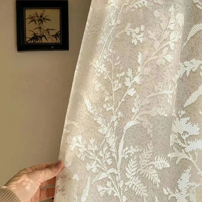 French Elegant Sheer Curtains for Living Room Luxury Tulle for Window Drapes for Bedroom Decor Tree Shadow Light Filtering