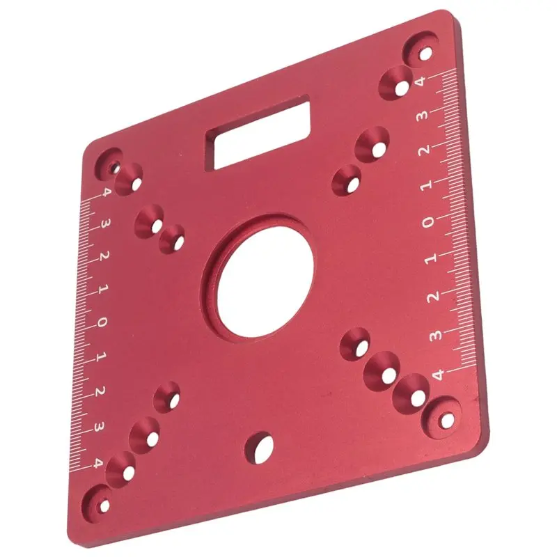 AC88-1 PCS Router Table Insert Plate,Mini Square Woodworking Bench Router Flip Plate Red Aluminum Alloy