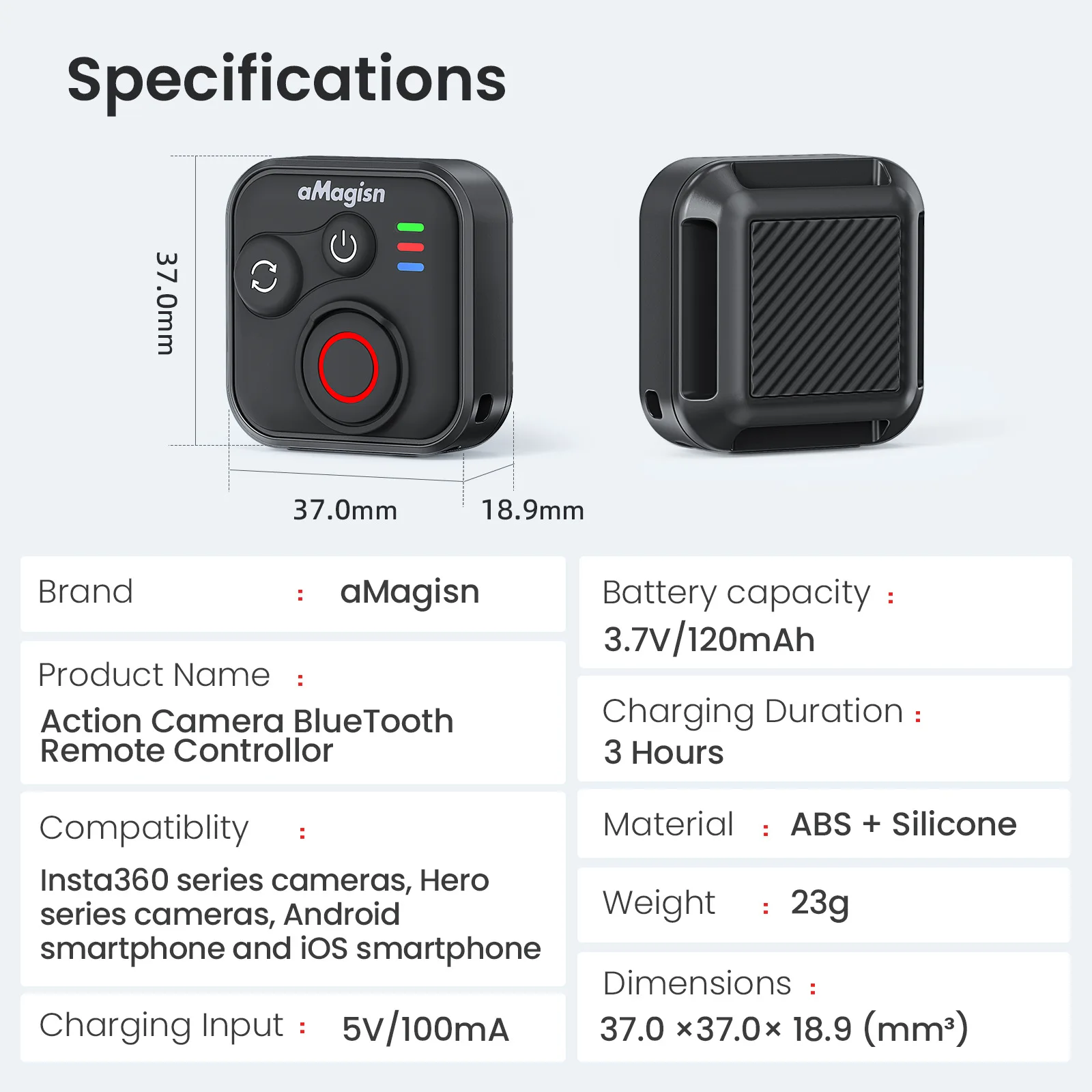AMagisn Bluetooth-Auslöser für Action-Kameras, 50m Reichweite & 96 Stunden Akkulaufzeit, Fernbedienung für GoPro Insta360 Zubehör – Detail 16