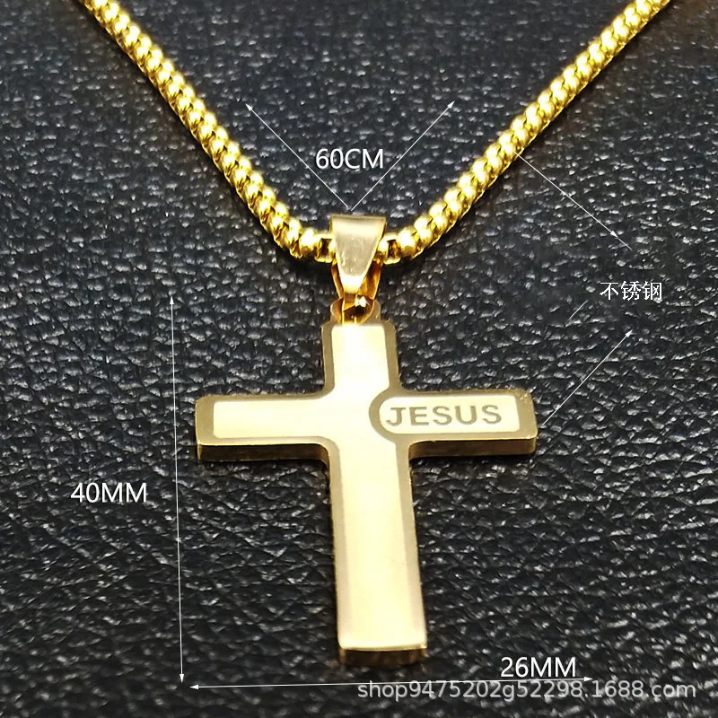 40MM*25MM Kleine Christus-Jesus-Kreuz-Halskette aus Edelstahl für Männer und Frauen, Schmuckzubehör – Detail 5