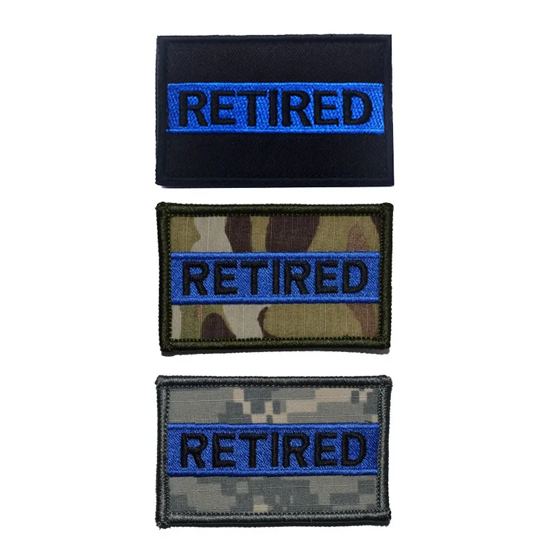 Retired Embroidered Patches for Clothes Decoration Blue Line Badges Chapter Backpack Sticker Official Terminated from Service