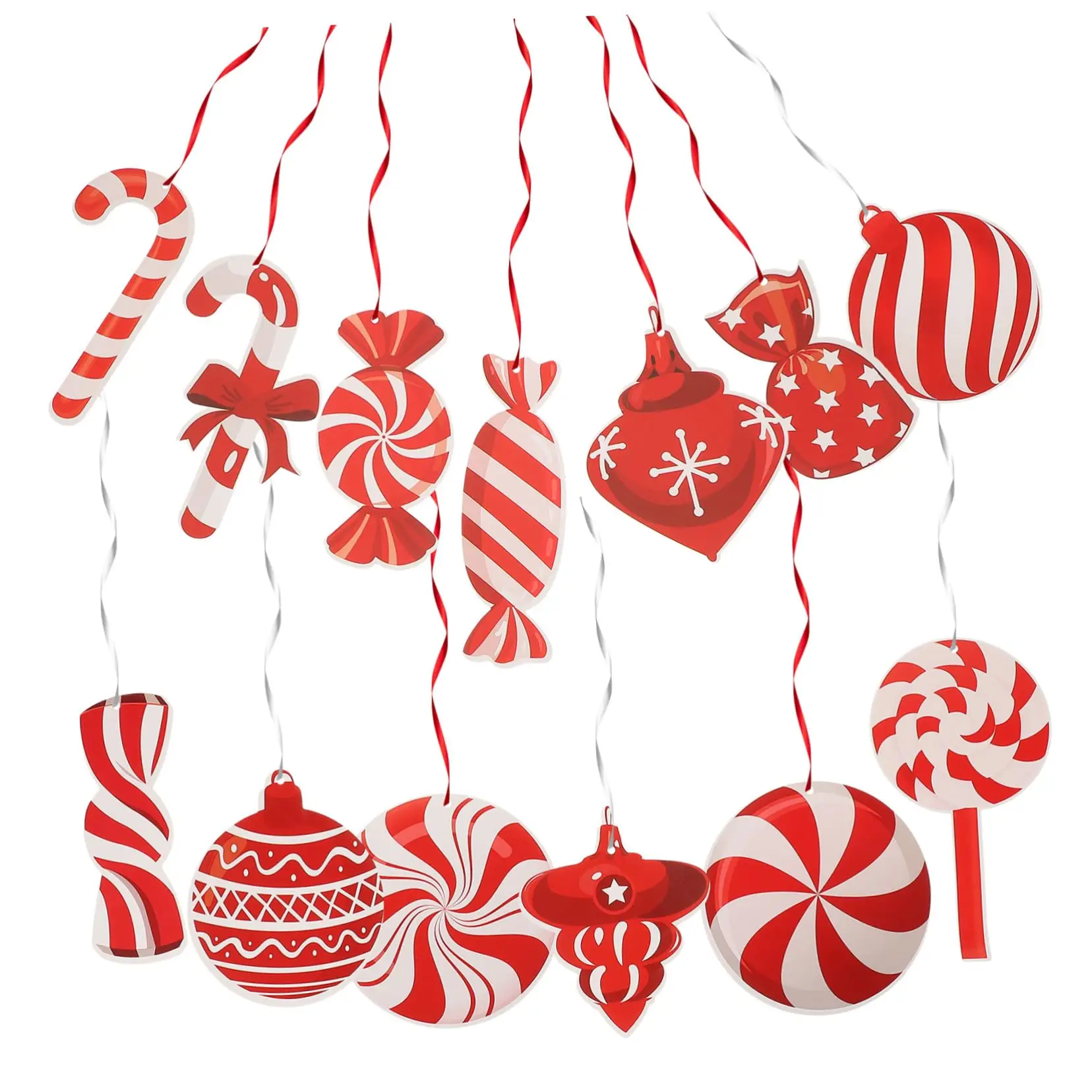 Merry Christmas Decorations Hanging Ceiling Swirls Christmas Tree Candy Cane Spiral Streamers Porch Home Bar Xmas Supplies