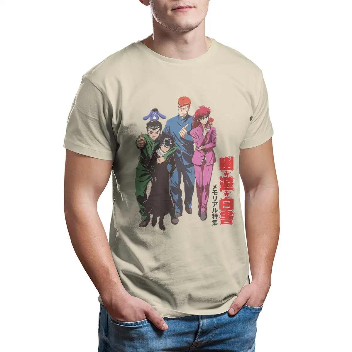 Men Yu Yu Hakusho 25th Anniversary Classic T Shirt 100% Cotton printed Tops Crazy Adult T-Shirts