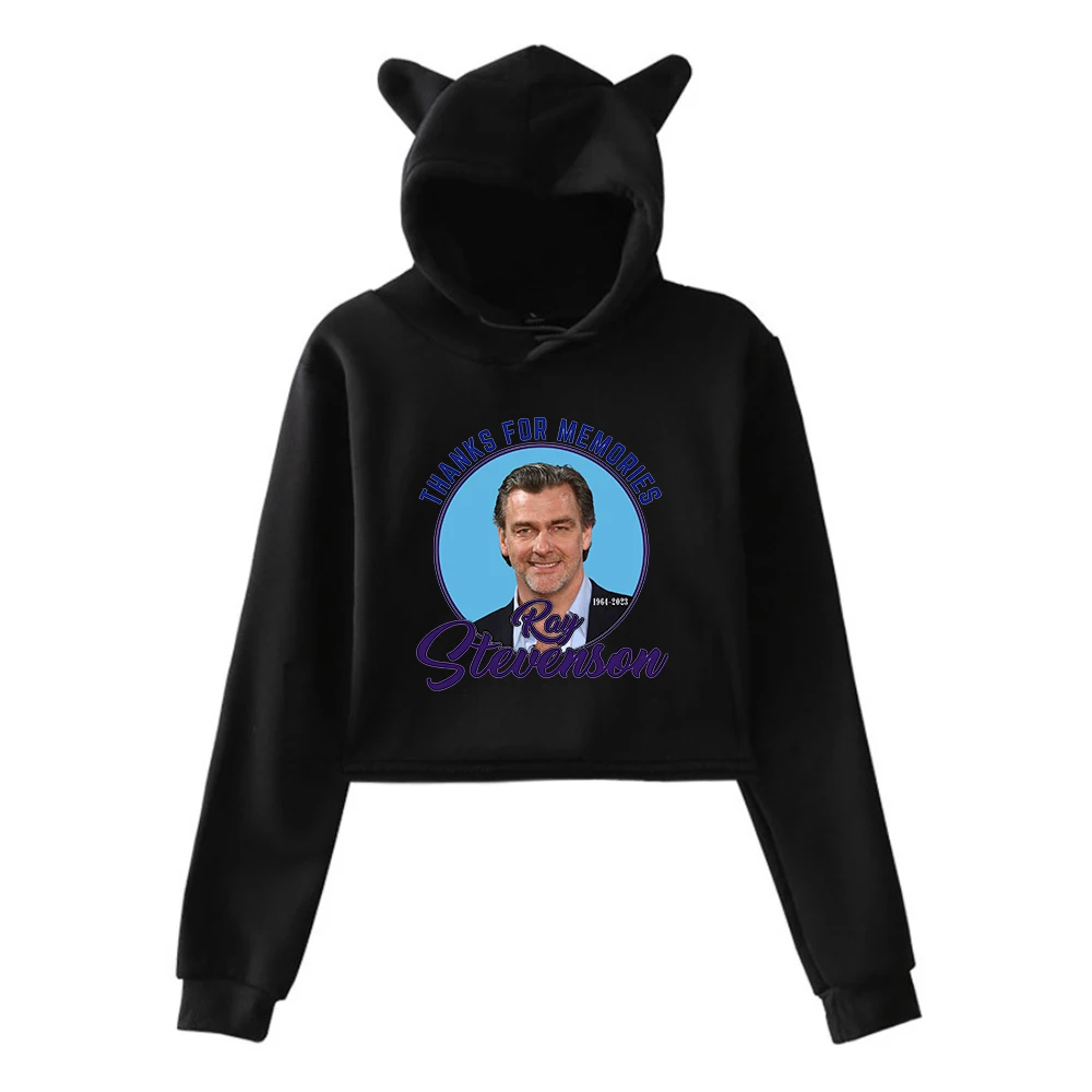 

Rip Ray Stevenson Pullover Cat Ears Hoodie Long Sleeve Sweatshirts Female Crop Top 1964-2023 Rest in Peace Women's Clothes