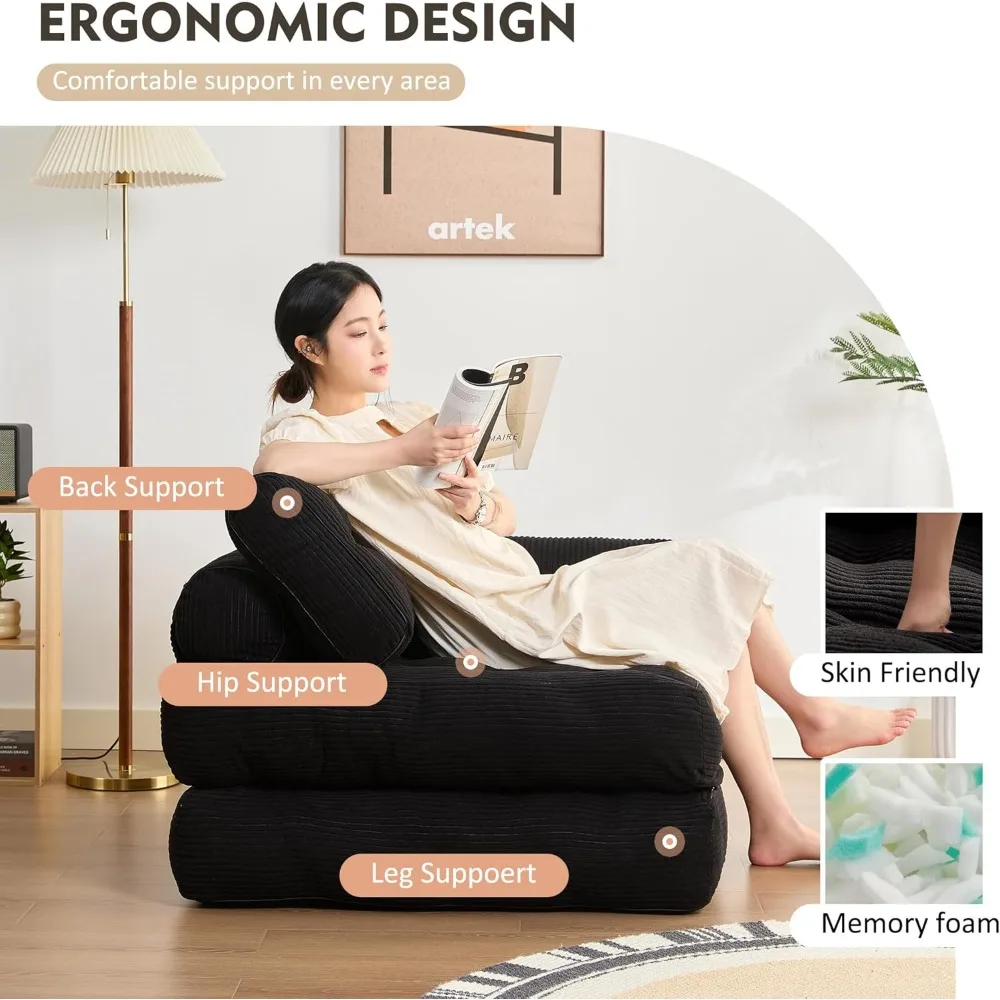 بالإضافة إلى سرير أريكة فوتون للمساحات الصغيرة، أريكة أرضية مع مسند للذراعين، سرير كرسي نوم قابل للتحويل مع وسادة، أرضية مريحة محمولة