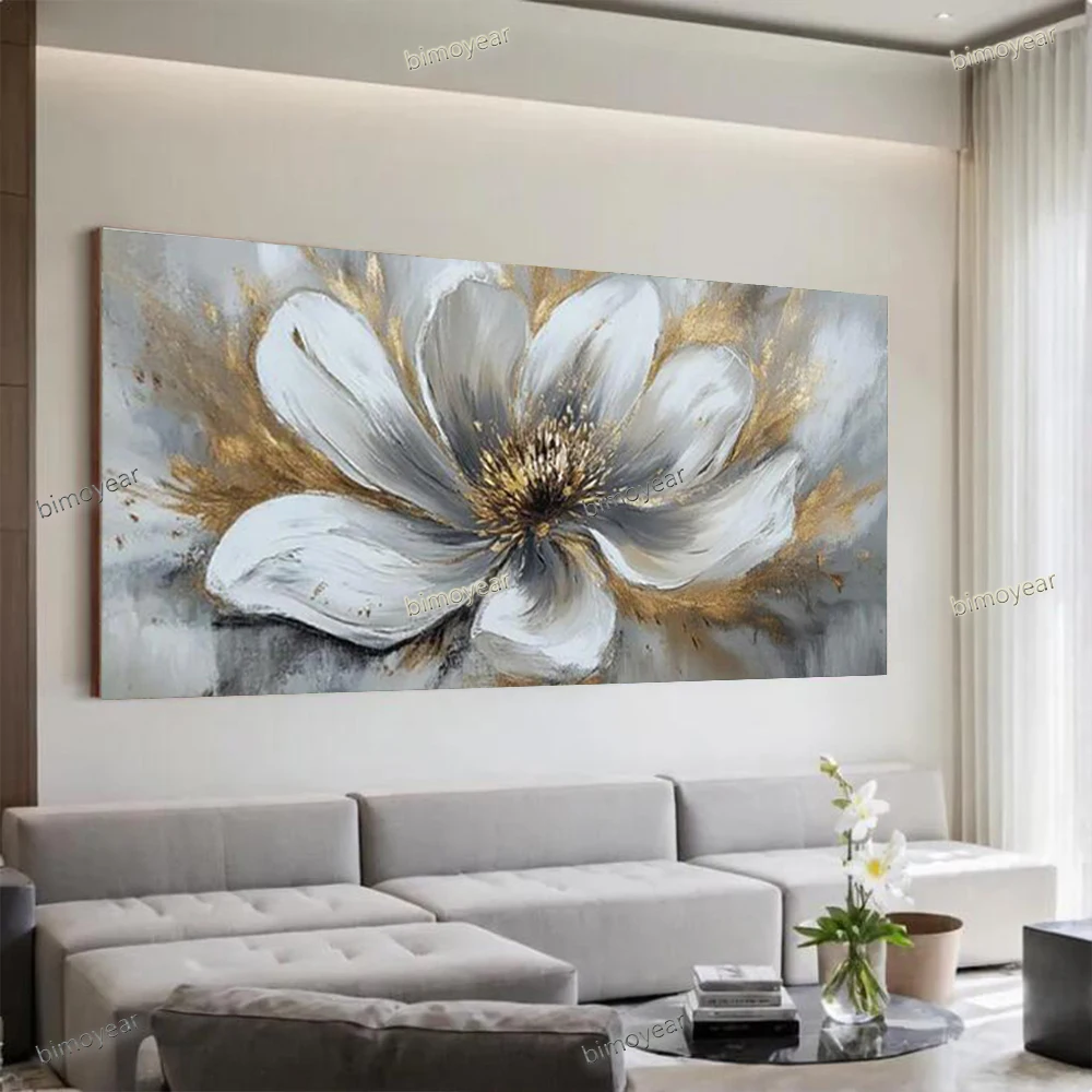 Hand Painted Abstract Oil Painting on Canvas - Mural Wall Art Picture of Beautiful Flowers Image Decor Home Living Room Bedroom