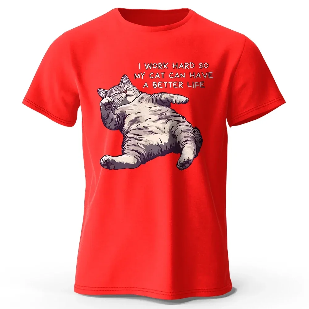 تي شيرت Kawaii Cat Lover مطبوع 100% قطن، تي شيرت ناعم وجيد التهوية برقبة دائرية وأكمام قصيرة، نمط لطيف ومرح للجنسين