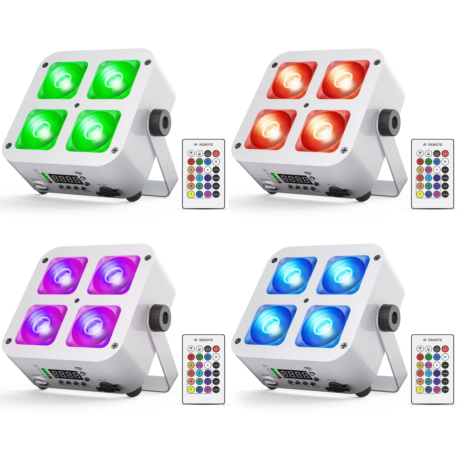 

Datewink 4Pcs Rechargeable 4LED Par Light 5200mAh Battery DMX APP Remote Control RGBWA+UV Stage Lighting For DJ Disco Party Club