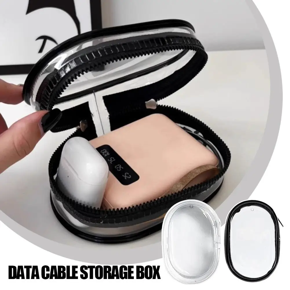 Portable Data Cable Charger Charging And Storage Transparent Winding For Outdoor Earphone Storage Box Phone Cable Organizer I0T3